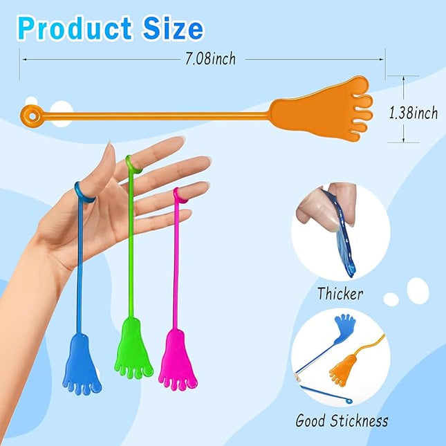 Sticky Hands Bulk 48PCS Kids Party Favors Foot Shape Stretchy Sticky Hand Fidget Toys Kids Birthday Goodie Bag Stuffers Treasure Box Toys for Classroom Prizes Party Supplies Easter Egg Fillers
