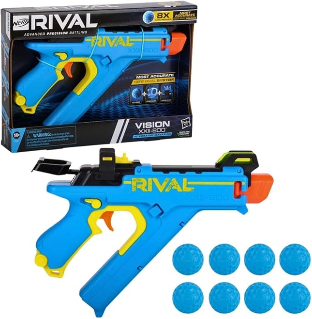NERF Rival Vision XXII-800 Blaster, Most Accurate Rival System, Adjustable Sight, Integrated Magazine, 8 Rival Accu-Rounds