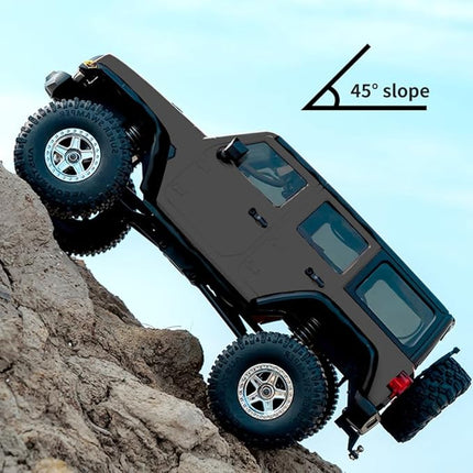 YIKESHU RC Rock Crawler RC Truck 4x4 RC Car Off Road 1/18 Scale Remote Control Truck Realistic 3 Speed Proportional Steering 370 Brushed Motor Upgrade Chassis Led Light Hobby Toy for Adult