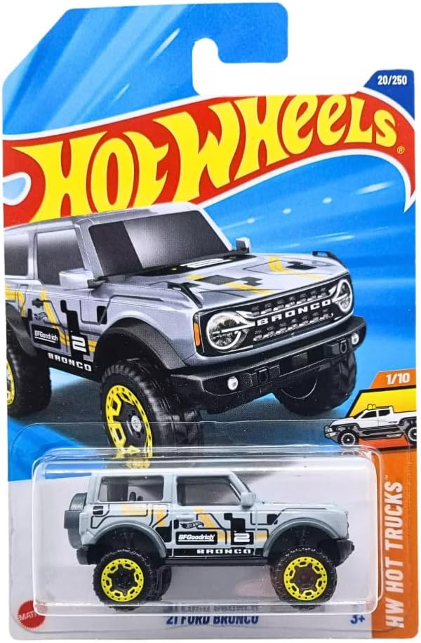 Hot Wheels 21 Ford Bronco, 1/10 Scale, Silver, HW Hot Trucks
