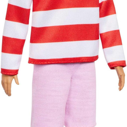 Barbie Fashionistas Ken Doll #241 with Blonde Hair Wearing Red and White Striped Polo Shirt with Pink Shorts, White Crew Socks and Sneakers