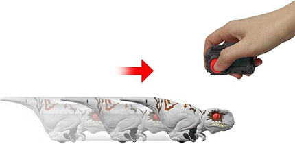Mattel Jurassic World Dominion Uncaged Dinosaur Toy with Clicker-Controlled Motion & Sound, Click Tracker Atrociraptor Ghost Dino Action Figure