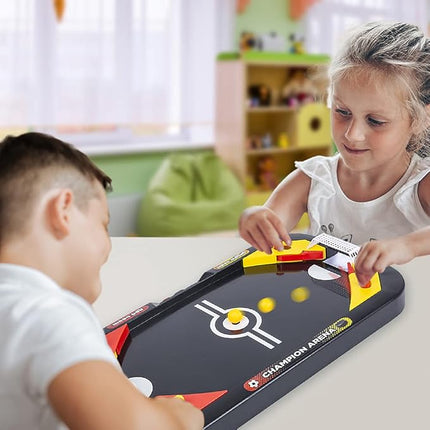 Gamie 2 in 1 Sports Table Games Mini Air Hockey Table for Kids, and Soccer Mini Games for Indoor Fun, Includes Pucks, Balls, and Strikers, Air Hockey Fits on Table or Floor for Adult and Kids