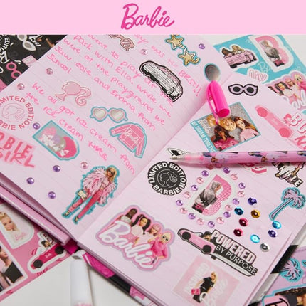 Barbie Sparkle Journal Set for Kids, Journal Kit with Stickers and Gems