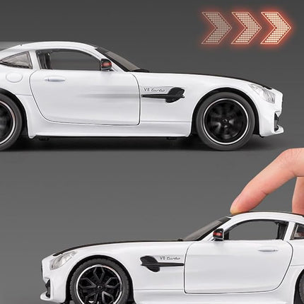 1/24 Benz AMG GTR Model Car Alloy Diecast Pull Back Vehicle Cars with Lights AMG GTR Toy Car Great Gift for Boys & Girls