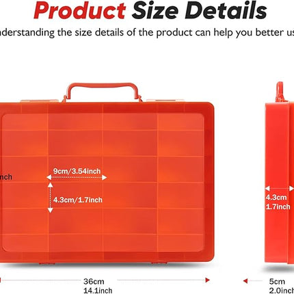 Toy Storage Organizer Case for Hot Wheels Car, for Matchbox Cars, for Mini Toys, for Small Dolls. Carrying Box Container Carrier with 24 Compartments (Box Only) (Red)