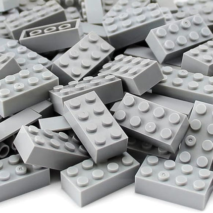 Feleph 100pcs 2x4 Bricks Light Grey Gray Building Blocks Set Toy Accessories Combine with Major Brick Brands