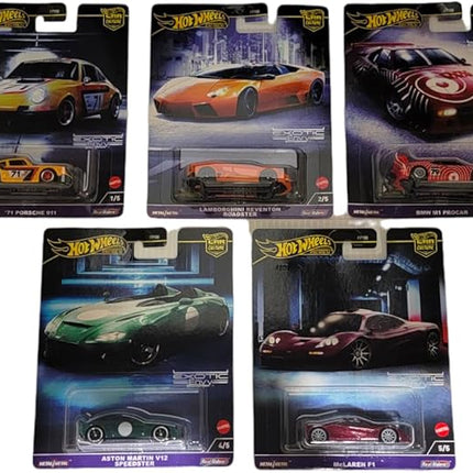 Hot Wheels Car Culture 2024 Exotic Envy Complete 5‑Pack | ‘71 Porsche 911, Lamborghini Reventón, BMW M1 Procar, Aston Martin V12 Speedster & McLaren F1 | (FPY86-959G) Die-Cast Vehicles – Ages 3+