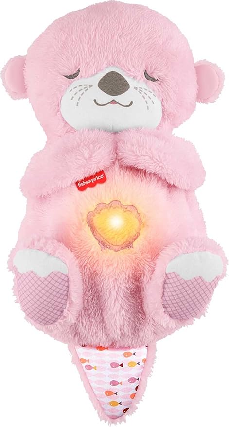 Fisher-Price Baby Toy Soothe ‘n Snuggle Otter Plush, Pink Portable Sound Machine with Breathing Motion & Lights for Newborns Ages 0+ Months