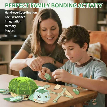 3D Puzzles for Kids Ages 8-13 – Eco-Friendly DIY Educational Toy for Boys and Girls,Creative Brain-Teaser Puzzles,Turtle Rompecabezas 3D, Birthday
