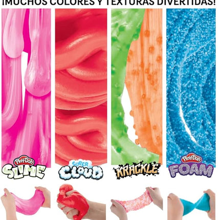 Play-Doh Slime Compound Variety 6-Pack with Play-Doh: Foam, Super Cloud, Krackle, Super Stretch, Preschool Toys for 3 Year Old Boys & Girls & Up