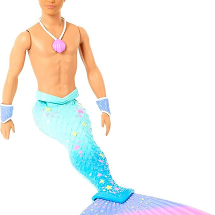 Barbie Dreamtopia Merman Doll, Approx 12-inch with Blue Rainbow Tail and Blonde Hair, for 3 to 7 Year Olds
