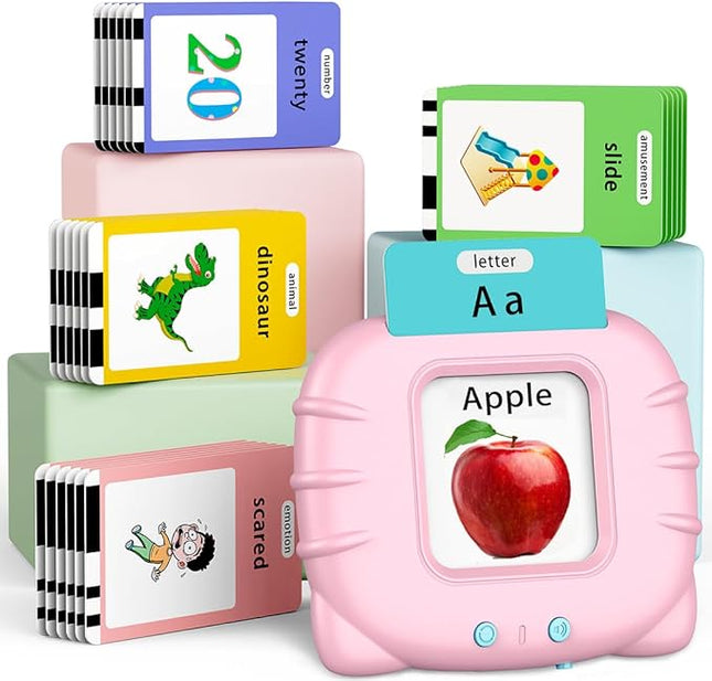 Educational Learning Toys - 520 Sight Words Talking Flash Cards, Autism Sensory Toys, Pocket Speech for Toddlers, Birthday Gift for 1 2 3 4 5 6 Year-Old Girls, Pink
