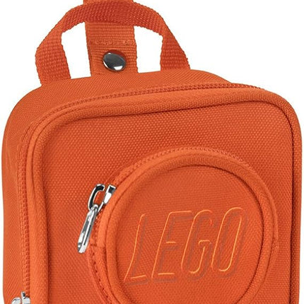 LEGO Kids Brick Mini Backpack Accessory Pouch with Novelty Backstraps, Snaps to Belt or Full-Size Backpack, Holds Small Items like Keys & Headphones, Orange