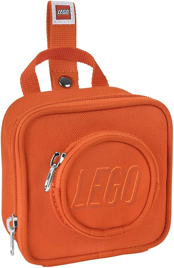 LEGO Kids Brick Mini Backpack Accessory Pouch with Novelty Backstraps, Snaps to Belt or Full-Size Backpack, Holds Small Items like Keys & Headphones, Orange