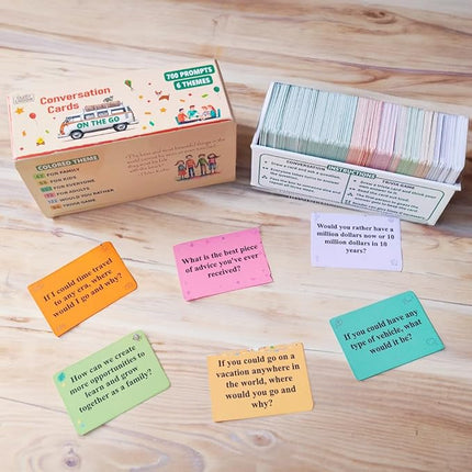 700 Prompts 6 Themes Conversation Cards and Trivia Game Fun for Adults and Kids - Perfect for Family Dinners, Road Trips, and More! (5” X 2” X 2”)