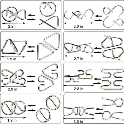 16 Pack Brain Teasers Puzzles for Kids & Adults, Brain Teasers Metal IQ Toys Puzzle Mind Game 3D Coil Cast Wire Unlock Interlock Magic Ball Puzzles for Teenagers