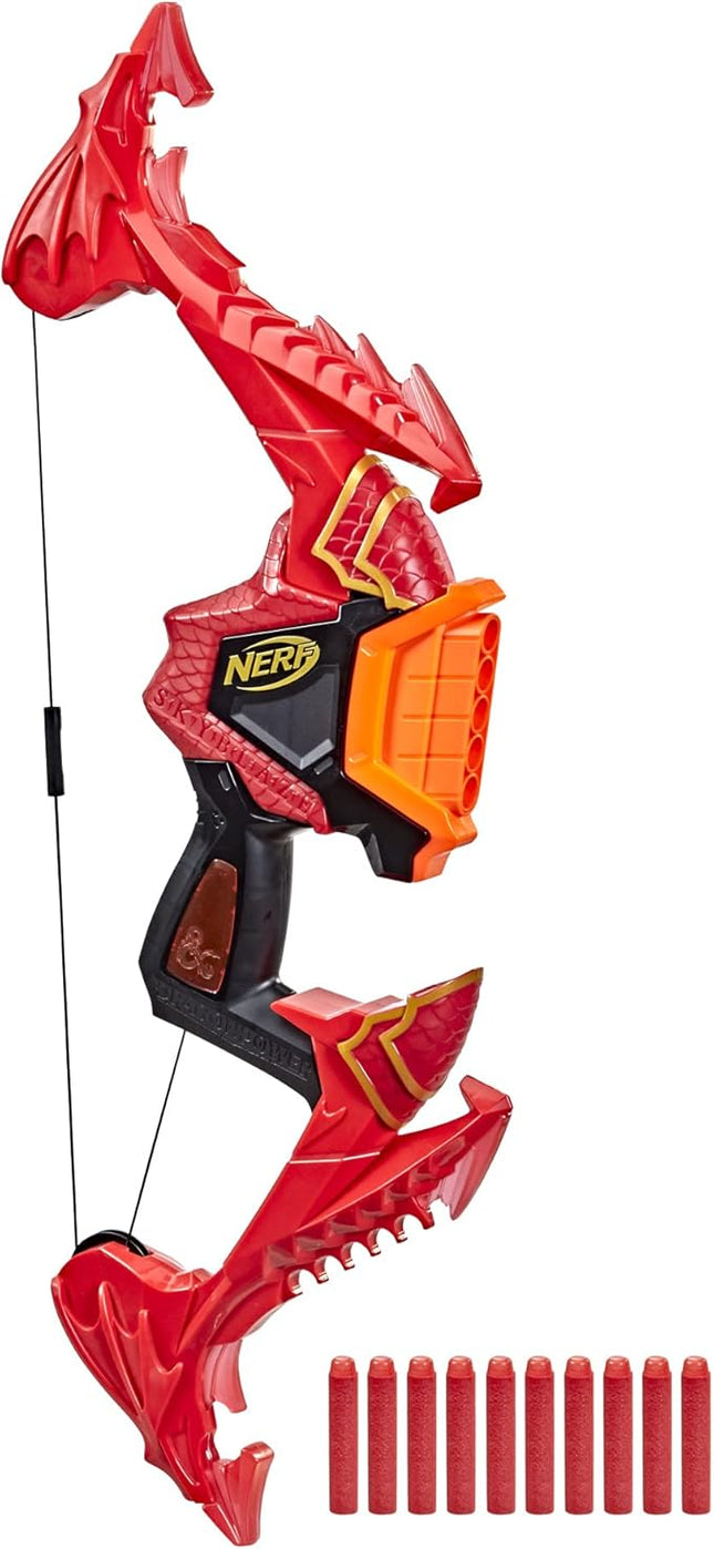 Nerf DragonPower Skyblaze Dart Bow, Inspired by Dungeons and Dragons, Dragon Bow Action, 10 Nerf Darts, 5-Dart Storage