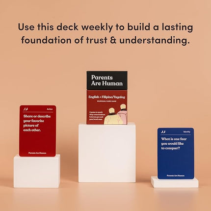 Parents Are Human, Relationship Cards, Get to Know Each Other Better, Parents, Families, Teens & Kids Relationship Building, Light & Deep Questions, 70 Questions & Activity Cards, English + Filipino