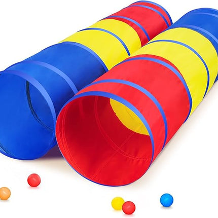 PigPigPen Kids Tunnel for Toddlers,Pop Up Play Tunnel Tent for Babies or Dogs, Indoor & Outdoor Toys for Kids Backyard Playset (Classic 2 Pack Tunnels)