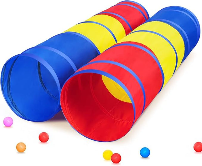 PigPigPen Kids Tunnel for Toddlers,Pop Up Play Tunnel Tent for Babies or Dogs, Indoor & Outdoor Toys for Kids Backyard Playset (Classic 2 Pack Tunnels)