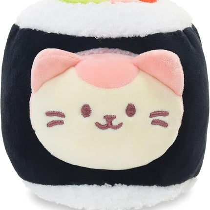 Anirollz Kittiroll Plush in Nori Maki Roll – Kawaii Sushi Stuffed Animal with Removable Costume – Cute Squishy Plush Toy Gift for Girls & Kids