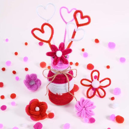 Caydo 200 Pieces Pink Pipe Cleaners 6 mm x 12 inch, Creative Crafts Decorations in 4 Colors for Valentine's Day Decorations (Red, Pink, White, Purple)