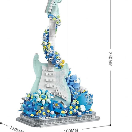 Flower Bouquet Guitar Building Blocks Set, 1125PCS Music Instruments Guitar Bricks Set, Gifts for Adults and Kids (bass)