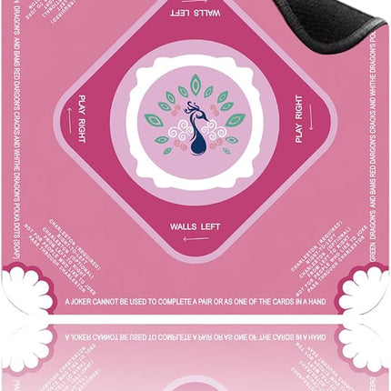 Mahjong Mat-Non-Slip Noise Reduction Gaming Mat,with Playing Instructions for Learnin,for Mahjong、Poker-Board Games、Card Games、Dominoes ( 31.5In*31.5In) (Pink)