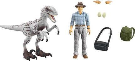 Mattel Jurassic World Jurassic Park III Hammond Collection Action Figure Set wiith Dr Alan Grant, Velociraptor Dinosaur & Raptor Egg Accessories