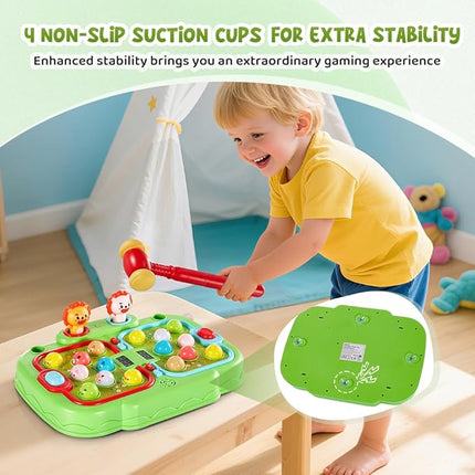 Whack A Mole Game for Toddlers, Interactive Pounding Toy for 3 Year Old Boys and Girls, Educational Whack Mole Game for Kids with Sound and Light, Gifts for Ages 3+, 2 Hammers & 5 Modes