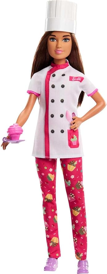 Barbie Doll & Accessories, Career Pastry Chef Doll with Hat, and Cake Slice