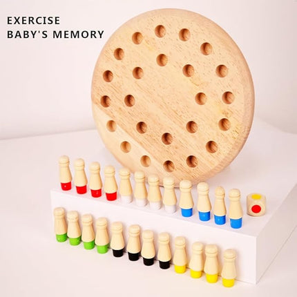 Kids Memory Matching Game with Wooden Dice | 6-Color Tiles Board Game for Family Night | Preschool Learning Toys Ages 3-6