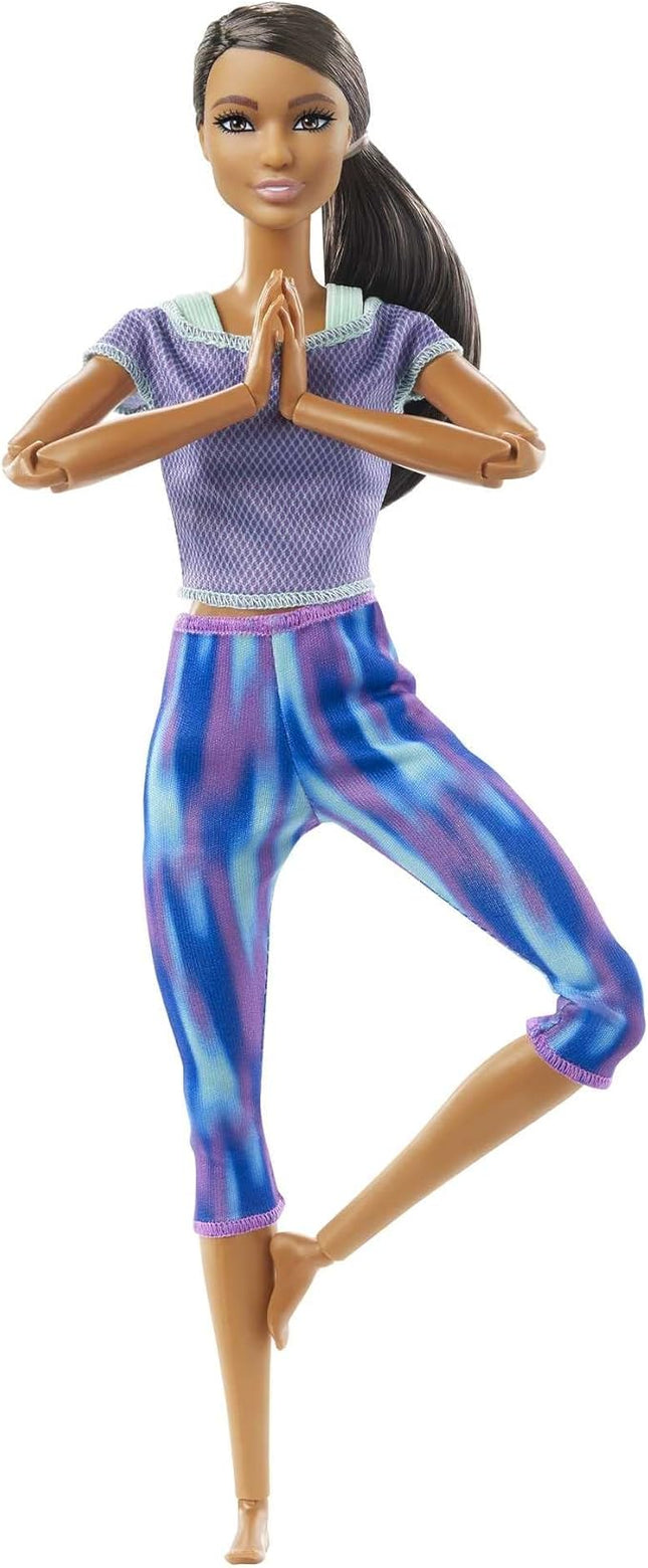 Barbie Made to Move Doll with 22 Flexible Joints & Curly Brunette Ponytail Wearing Athleisure-wear for Kids 3 to 7 Years Old