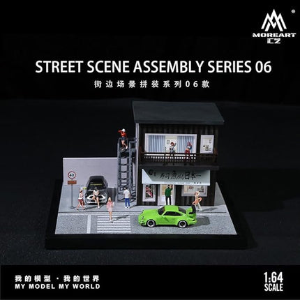 Street Scene Assembly Series 06 Diorama 1:64 Scale with LED Lighting and Acrylic Cover – Diecast Car Display for Hot Wheels, Matchbox, MiniGT – Dimensions: 22x19.5x15.5 cm
