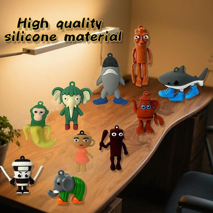 Tralalero Tralala Action Figure,Tung Tung Sahur Meme Unique Action Figures Decorations Gifts, Toys Desktop Decor 12PCS(Brown)