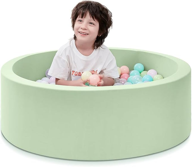 Foam Ball Pit for Toddlers, 35.4"x 11.8" Kids Ball Pit, Soft Round Baby Ball Pool, Ideal Gift for Girls and Boys, Indoor and Outdoor Game(Green, NO Balls)
