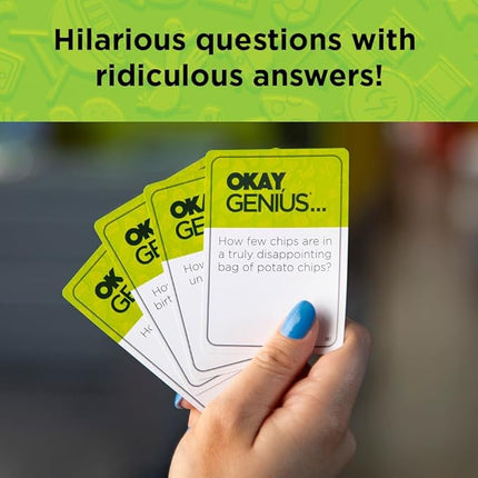 PlayMonster Okay, Genius… Fun Family Game Night Card Game for Teens, Friends & Home - Share Your Opinions on Ridiculous Topics - What Do You Have in Mind?! - for Ages 14 & Up