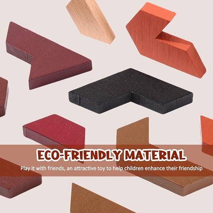 Yilloog 12 Pack Hexagon Tangram Puzzles Wooden Brain Survivor Puzzles for Adult Challenge Hexagon Tangram Brain Teaser Wood Geometric Jigsaw Russian Blocks for Family Party Gift Logic Game