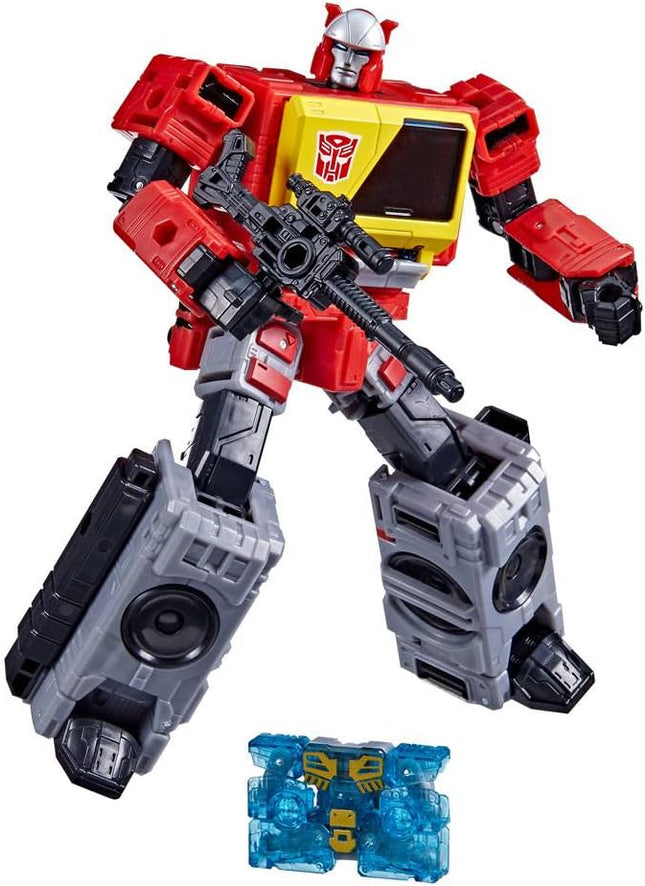 Transformers Toys Generations War for Cybertron: Kingdom Voyager WFC-K44 Autobot Blaster & Eject Action Figure - Kids Ages 8 and Up, 7-inch