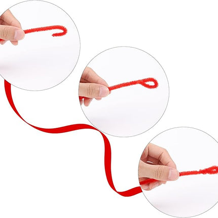 Caydo 200 Pieces Thick Red Pipe Cleaners Chenille Stems for Kids Art Creative Crafts, Valentine's Day Decorations DIY Decorations (6 mm x 12 Inch)