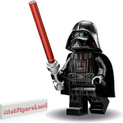 LEGO Star Wars OBI-Wan Kenobi Minifigure - Darth Vader (Printed Arms and Cape) with Red Lightsaber and Minifigureland Tile 75334