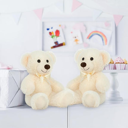 MaoGoLan 3 Pieces Bulk Soft Beige Stuffed Animals, 13.5" Cuddly Mini Teddy Bears for Baby Shower, Wedding, Party, Engagement