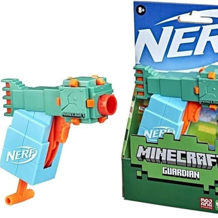 Nerf MicroShots Minecraft Guardian Mini Blaster, Minecraft Guardian Mob Design, Includes 2 Official Nerf Elite Darts, Multicolor