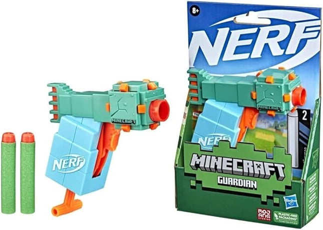Nerf MicroShots Minecraft Guardian Mini Blaster, Minecraft Guardian Mob Design, Includes 2 Official Nerf Elite Darts, Multicolor