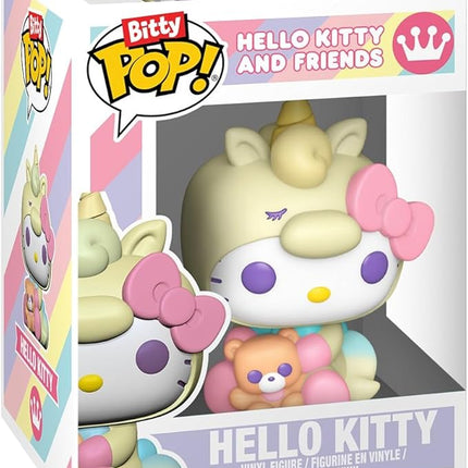 Funko Pop! Bitty: Sanrio - Keroppi, Hello Kitty (Unicorn Party), Pochacco, and Chase Mini Figure - 0.9 Inch (2.2 Cm) - Hello Kitty Collectable - Stackable Display Shelf Included - Gift Idea