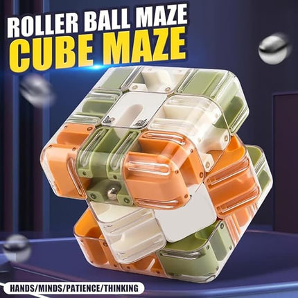 Large Labyrinth 3D Puzzle Maze Cube - Engaging Brain Teaser Toy, High Difficulty Puzzle, 3D Magic Cube Maze Ball Puzzles - Spatial Awareness Brain Training Toy ﻿(1 PC)