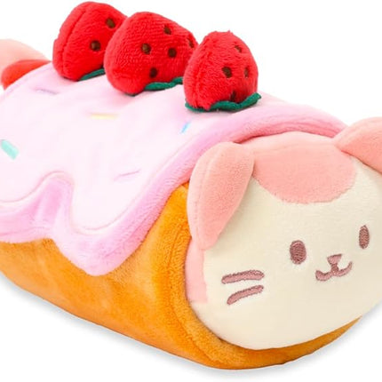 Anirollz Kittiroll Plush in Roll Cake Outfitz – Kawaii Stuffed Animal with Removable Costume – Cute Squishy Plush Toy Gift for Girls & Kids