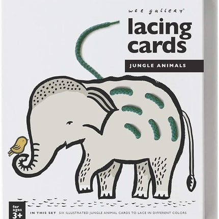 Wee Gallery Jungle Lacing Cards, Sewing Board and Travel Game for Toddlers and Preschoolers, Fine Motor Skills Toy, Montessori-Inspired Educational Kids Craft Activity for Ages 3+