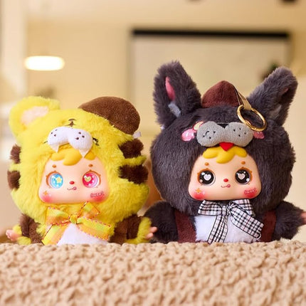 Kawaii Plush Blind Box,Cute Plush Blind Box Figures Keychain,Cartoon Dog Tiger Monkey Rabbit Chicken Elephant Collectible Toys,Random Design Unboxing Stuffed Animal Toy Girls Birthday Gifts,Single Box